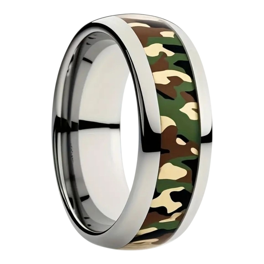 MENS 304 STAINLESS STEEL CAMOUFLAGE RING BAND \ SIZE 10 - Picture 3 of 9